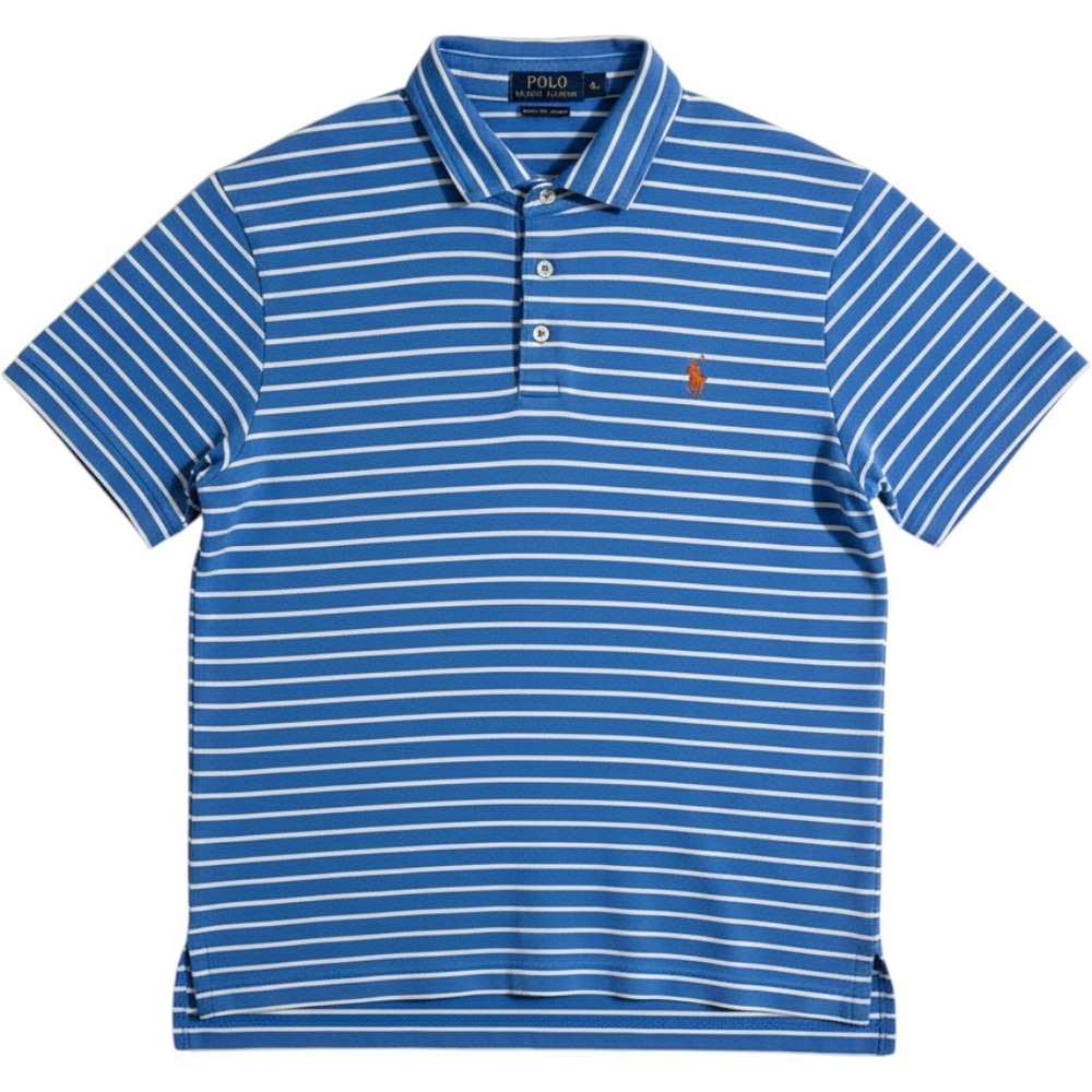 Polo Ralph Lauren Polo Shirt Men XL Blue Striped Short‎ Sleeve Pima Soft Touch